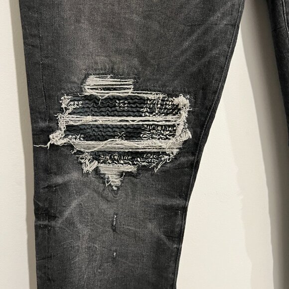 AMIRI Black Bandana Patch MX1 Denim Jeans sz 36 - Picture 2 of 11